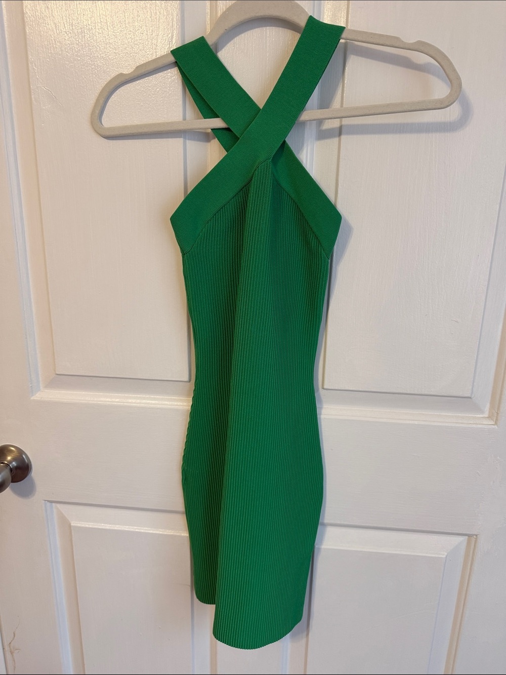 Green Cross-Back Ribbed Aritzia Dress